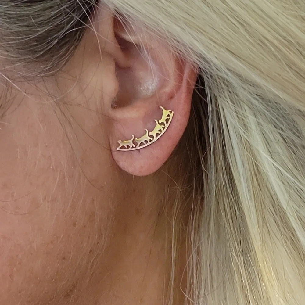 MARCHING CATS CLIMBER EARRINGS, Choice of Color